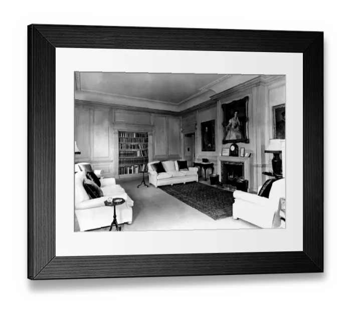 Framed Print : Clarence House The Duke of Edinburghs sitting room. The panelling is of white Canadian maplewood