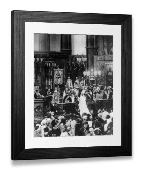 Framed Print : Elizabeth Bowes Lyon (Queen Mother) marries Duke of York (George IV) Wedding ceremony