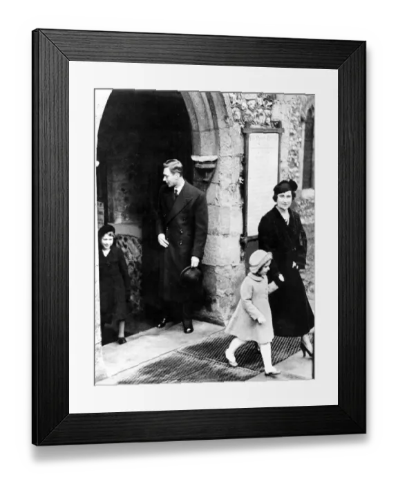 Framed Print : The Duke and Duchess of York accompanied by the two Princesses attended Divine Service Framed Print : The Duke and Duchess of York accompanied by the two Princesses attended Divine Service