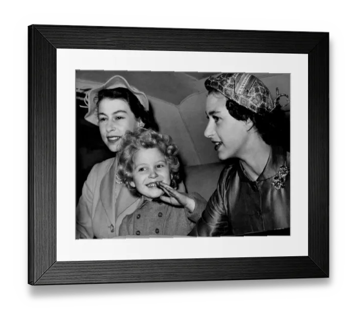 Framed Print : The Queen, Princess Margaret and Princess Anne seen in the Royal car as they left Framed Print : The Queen, Princess Margaret and Princess Anne seen in the Royal car as they left