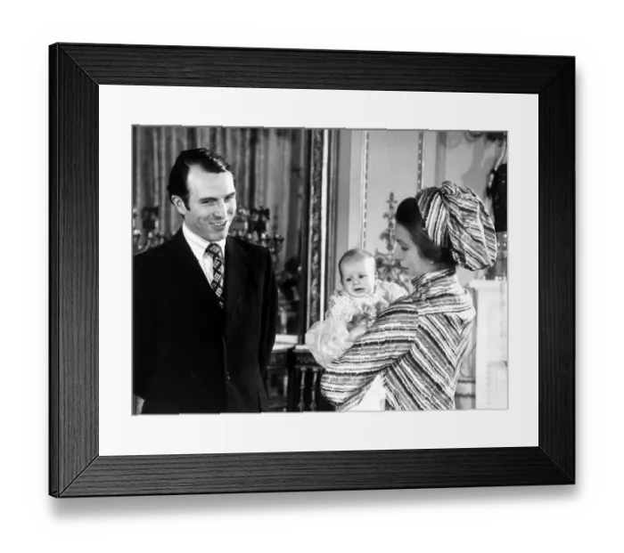 Framed Print : Princess Anne : born 15 August 1950, and Captain Mark Philips with baby Peter born Framed Print : Princess Anne : born 15 August 1950, and Captain Mark Philips with baby Peter born