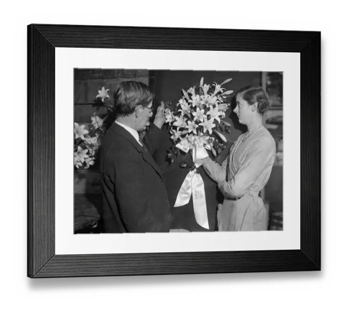 Framed Print : London florist Mr Robert Felton has made Princess Marinas wedding bouquet - it is Framed Print : London florist Mr Robert Felton has made Princess Marinas wedding bouquet - it is