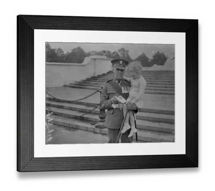 Framed Print : Bus conductor NCO decorated by the King at Investiture. Company Sergeant Major F