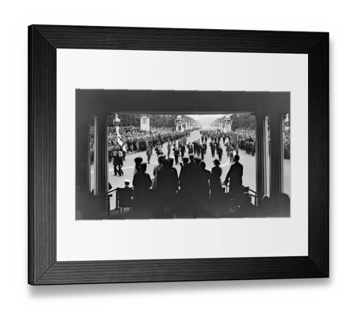 Framed Print : The Great Victory March. Photograph taken from behind the Royal dais. Admiral Sir Charles Madden Framed Print : The Great Victory March. Photograph taken from behind the Royal dais. Admiral Sir Charles Madden