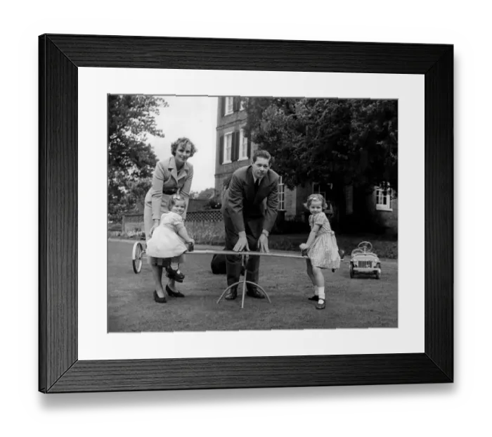 Framed Print : Royal exiles at home in Ayot House in Herefordshire. Ex-King Michael of Romania and his wife Framed Print : Royal exiles at home in Ayot House in Herefordshire. Ex-King Michael of Romania and his wife