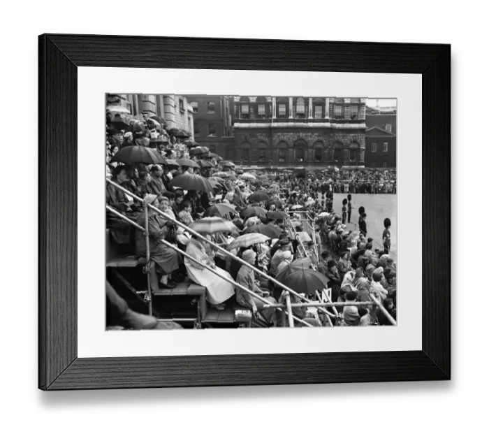 Framed Print : Umbrellas out at the Trooping of the Colour rehearsal on Horse Guards Parade, London Framed Print : Umbrellas out at the Trooping of the Colour rehearsal on Horse Guards Parade, London
