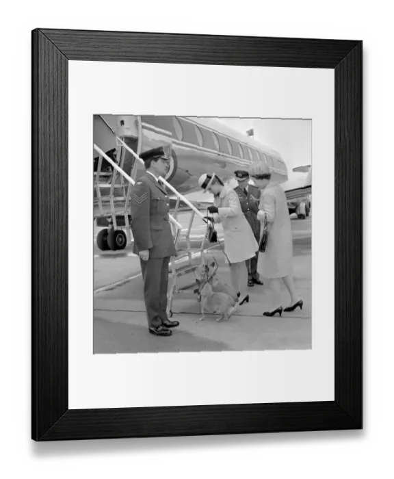 Framed Print : Queen Elizabeth II and her daughter Princess Anne at Heathrow Airport with their Framed Print : Queen Elizabeth II and her daughter Princess Anne at Heathrow Airport with their