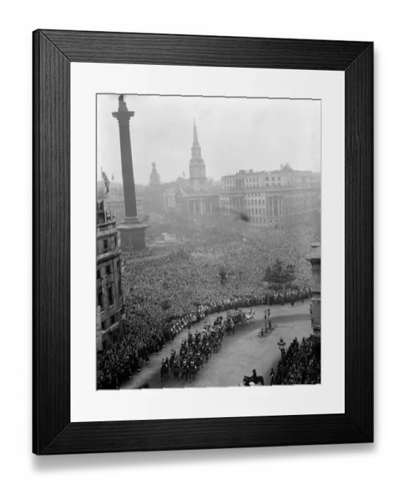 Framed Print : Royal Wedding. The Royal Procession seen swinging round into Whitehall with Nelson s Framed Print : Royal Wedding. The Royal Procession seen swinging round into Whitehall with Nelson s