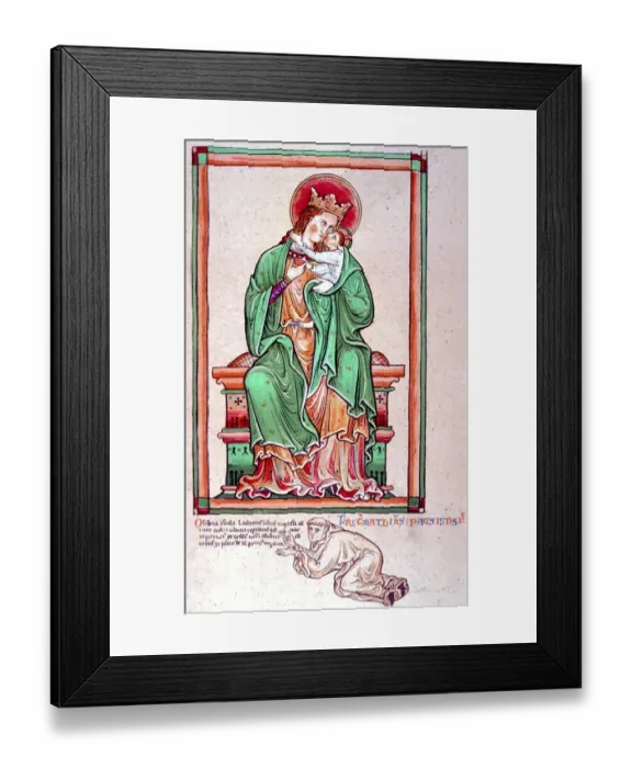 Framed Print : Christian Virgin Mary and Child. lithographic reproduction (19th century) of