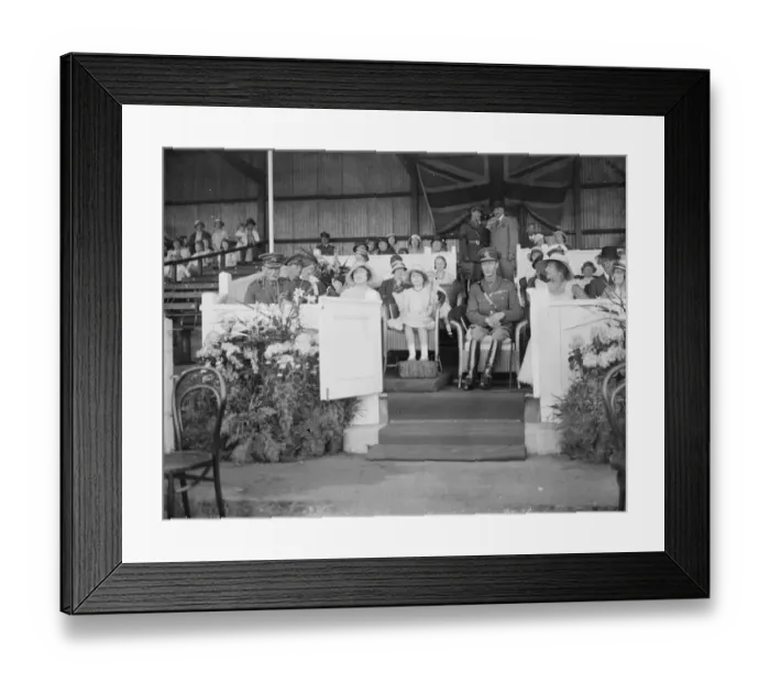 Framed Print : Princess Elizabeth at Aldershot Tattoo. Princess Elizabeth with her parents, the Duke