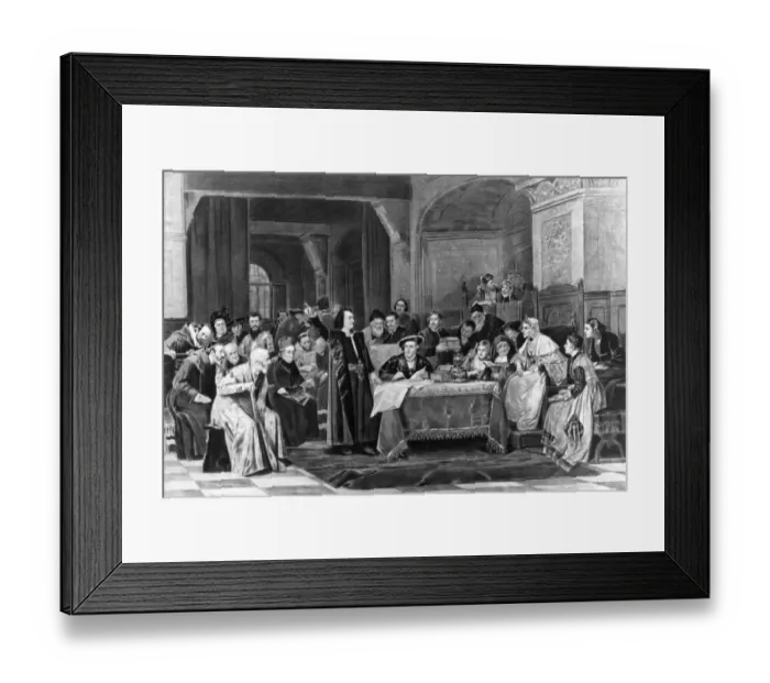 Framed Print : Christopher Columbus at the court of Ferdinand and Isabella