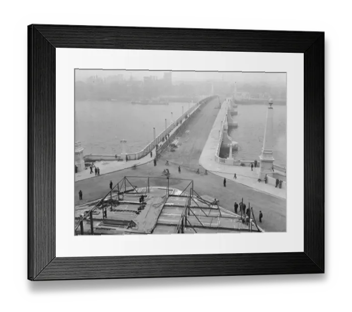 Framed Print : Erecting stands and Royal Enclosure for new Lambeth Bridge opening by King Framed Print : Erecting stands and Royal Enclosure for new Lambeth Bridge opening by King
