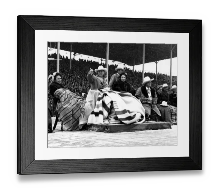 Framed Print : Queen Elizabeth II wearing a blanket ( a wedding present from Canada) and the Duke Framed Print : Queen Elizabeth II wearing a blanket ( a wedding present from Canada) and the Duke