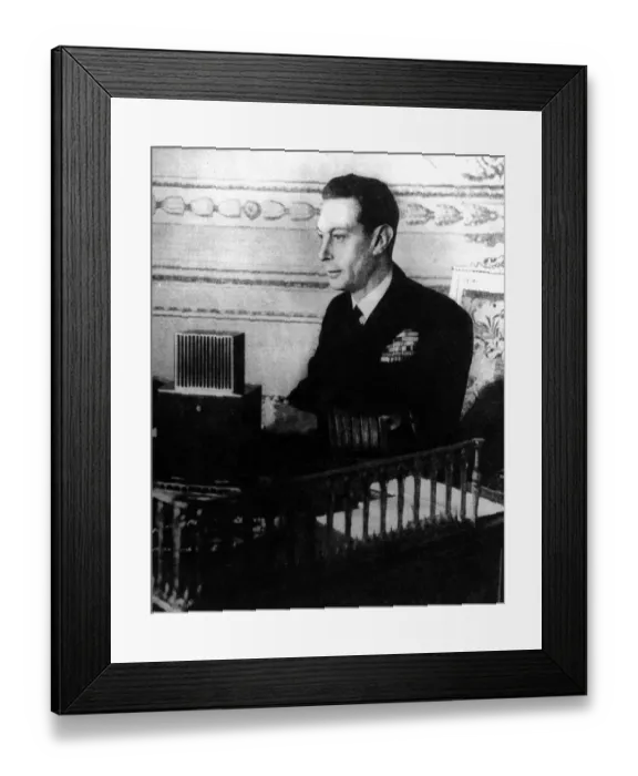 Framed Print : King George VI making the VE Day broadcast speech on 8 May 1945 We kept faith with ourselves Framed Print : King George VI making the VE Day broadcast speech on 8 May 1945 We kept faith with ourselves