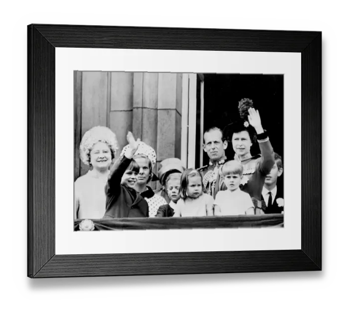 Framed Print : June 8th 1968: Queen Elizabeth and other members of the Royal Family on a balcony Framed Print : June 8th 1968: Queen Elizabeth and other members of the Royal Family on a balcony