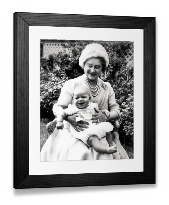 Framed Print : Queen Elizabeth, The Queen Mother photographed with her grandchild, Prince Andrew Framed Print : Queen Elizabeth, The Queen Mother photographed with her grandchild, Prince Andrew