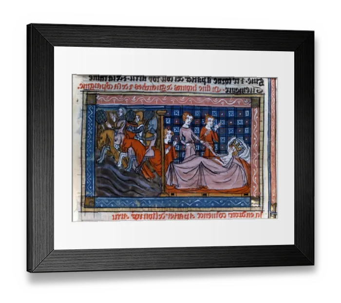 Framed Print : Guinevere gives Bohort a ring for Lancelot 14th century Framed Print : Guinevere gives Bohort a ring for Lancelot 14th century