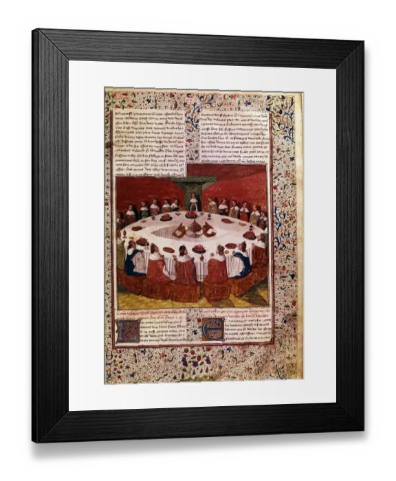 Framed Print : Vision of the Holy Grail appearing at King Arthurs Court 1470 Framed Print : Vision of the Holy Grail appearing at King Arthurs Court 1470