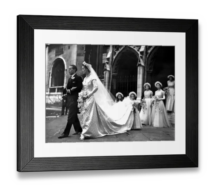 Framed Print : Princess Margaret a bridesmaid as two of Princess Elizabeths staff wed - Royal family attend Framed Print : Princess Margaret a bridesmaid as two of Princess Elizabeths staff wed - Royal family attend