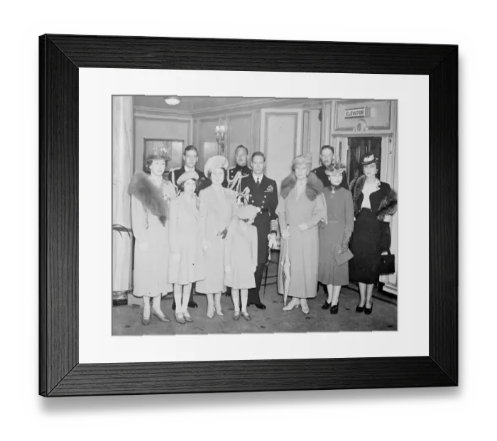 Framed Print : The King and Queen leave for Canada. Photo shows the Royal Family in the liner Empress Framed Print : The King and Queen leave for Canada. Photo shows the Royal Family in the liner Empress