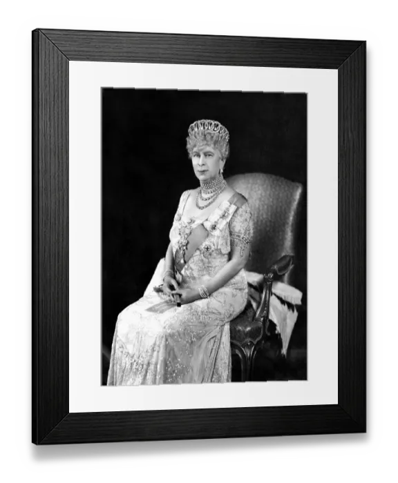 Framed Print : Queen Mary 1937 formal portrait in Court Dress