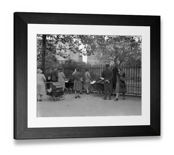 Framed Print : Princess Elizabeth at play in the garden. Crowds watching - 21 October 1930 ? TopFoto Framed Print : Princess Elizabeth at play in the garden. Crowds watching - 21 October 1930 ? TopFoto