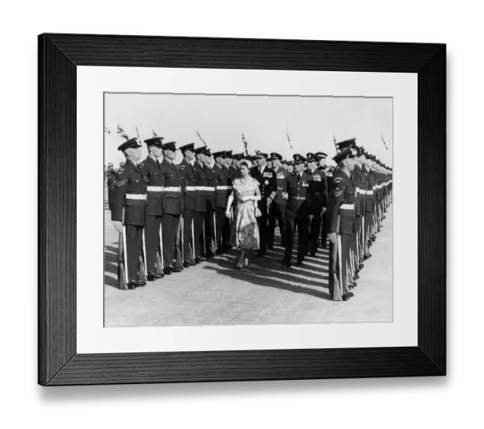 Framed Print : Queen Elizabeth II and Duke of Edinburgh inspects guards in Tobruk May 1954 Framed Print : Queen Elizabeth II and Duke of Edinburgh inspects guards in Tobruk May 1954