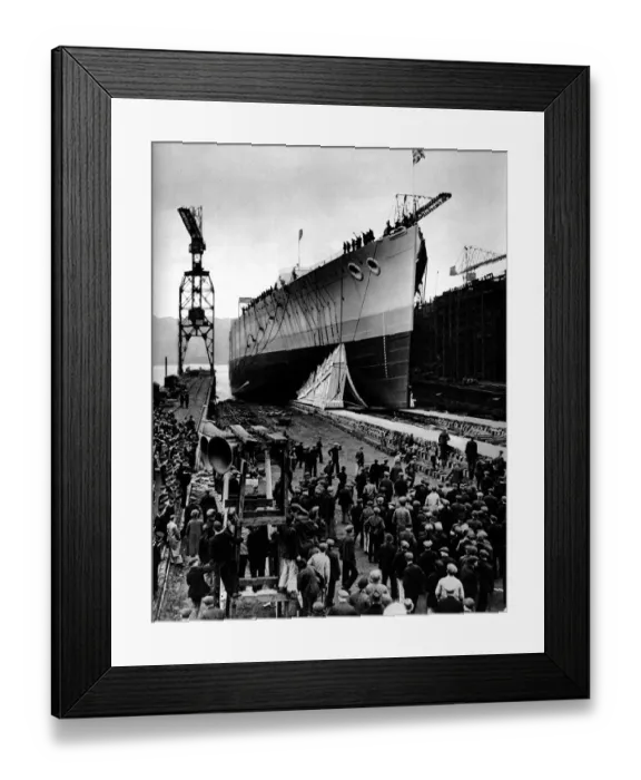 Framed Print : The King and Queen visit Tyneside: events of the Royal tour The King George V launched by the King Framed Print : The King and Queen visit Tyneside: events of the Royal tour The King George V launched by the King