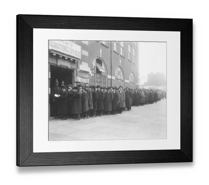 Framed Print : Recruiting in the Great War at Lambeth Town Hall for the The Queens (Royal West Framed Print : Recruiting in the Great War at Lambeth Town Hall for the The Queens (Royal West