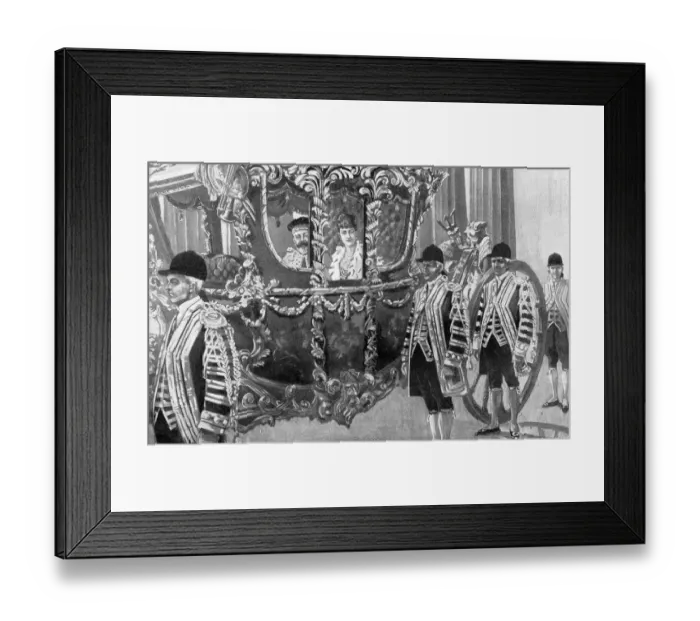 Framed Print : Uncrowned and crowned: their Majesties before and after the Abby Ceremony. His Majesty the King Framed Print : Uncrowned and crowned: their Majesties before and after the Abby Ceremony. His Majesty the King