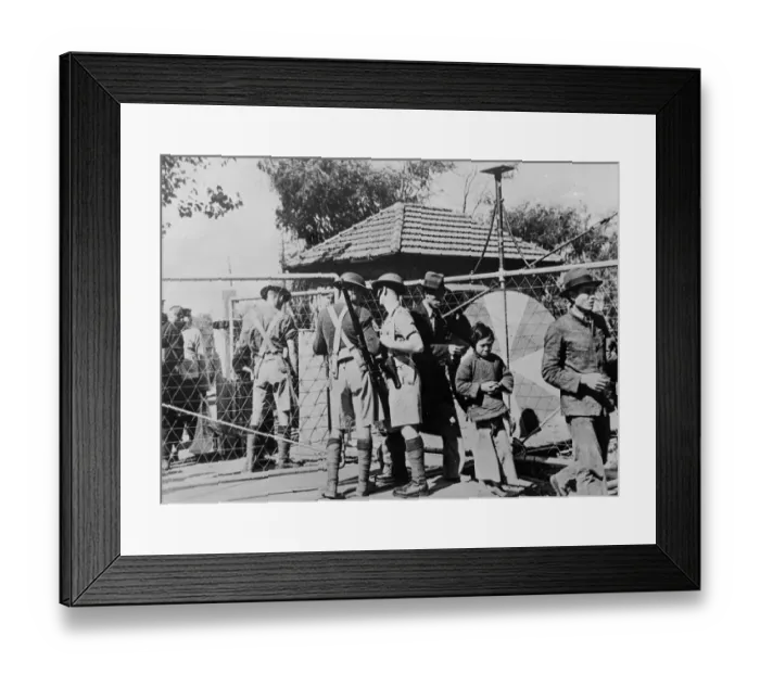 Framed Print : The Ulsters let them through. Chinese refugees, including a tearful little girl Framed Print : The Ulsters let them through. Chinese refugees, including a tearful little girl