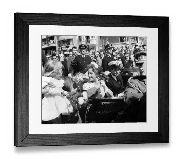 Framed Print : Ostend Belgium - Princess Paola and Prince Albert tour the city 14 June 1959