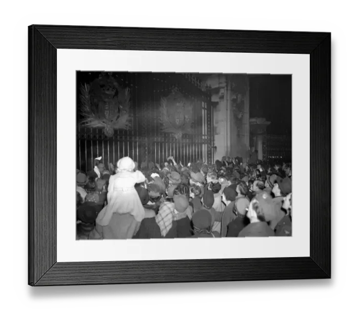 Framed Print : Royal Wedding. Crowds outside Buckingham Palace tonight cheered and waved to Framed Print : Royal Wedding. Crowds outside Buckingham Palace tonight cheered and waved to
