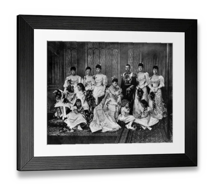 Framed Print : The Duke of York and his bride with the bridesmaids Back row, left to right, Princess