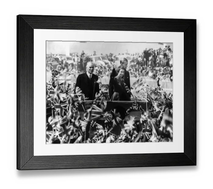 Framed Print : The Royal Tour The Queen and The Duke surrounded by a mass of children waving flags Framed Print : The Royal Tour The Queen and The Duke surrounded by a mass of children waving flags