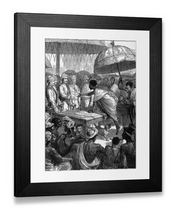 Framed Print : Ashanti - King Attah of Akim greets her Majestys Commissioner King Attah met
