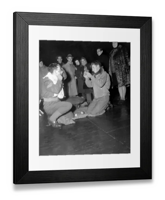 Framed Print : Royal Wedding. Two men who stayed all night for the Royal Wedding, seen having an Framed Print : Royal Wedding. Two men who stayed all night for the Royal Wedding, seen having an