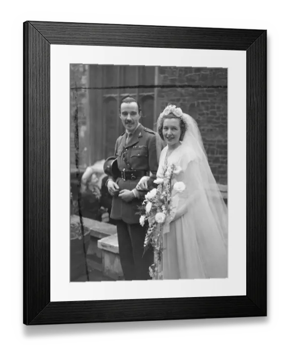 Framed Print : Kings Chapel wedding. The marriage between Major N N M Denny, MC, 13th / 18th Royal Hussars Framed Print : Kings Chapel wedding. The marriage between Major N N M Denny, MC, 13th / 18th Royal Hussars