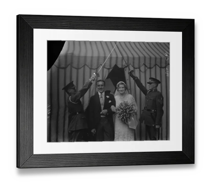 Framed Print : Society wedding at St George s. The marriage between Captain John Cameron Friedberger Framed Print : Society wedding at St George s. The marriage between Captain John Cameron Friedberger