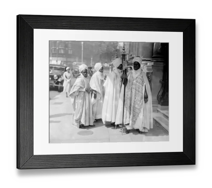 Framed Print : The Nigerian Chiefs, leaving their London Hotel for their audience with the King Framed Print : The Nigerian Chiefs, leaving their London Hotel for their audience with the King