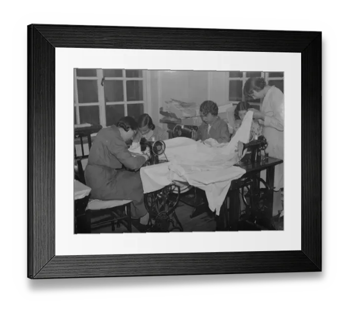 Framed Print : Girls of Royal School of Needlework making bedspread as wedding present for Princess Marina Framed Print : Girls of Royal School of Needlework making bedspread as wedding present for Princess Marina