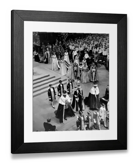 Framed Print : Coronation of Queen Elizabeth II The Queen with royal entourage in Westminster Abbey June Framed Print : Coronation of Queen Elizabeth II The Queen with royal entourage in Westminster Abbey June