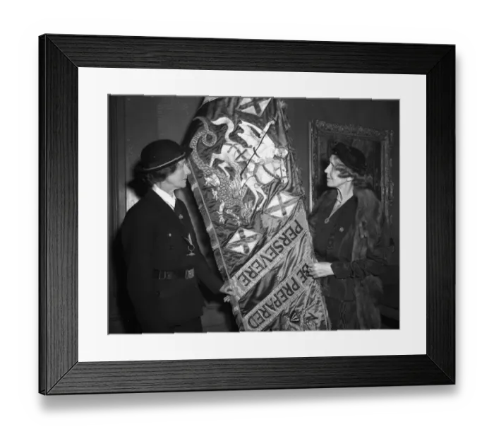Framed Print : On view at the Girl Guides Association Headquarters is the Standard of St George