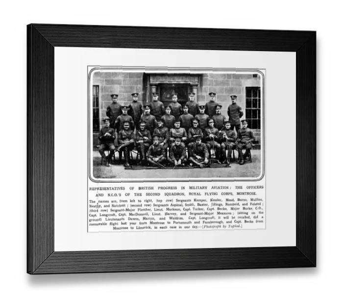 Framed Print : Representatives of British progress in military aviation : The officers and NCO Framed Print : Representatives of British progress in military aviation : The officers and NCO