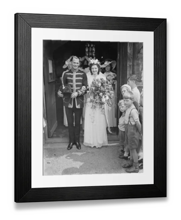 Framed Print : The wedding of Mr Archie Percival Laurie Batsom RA and Miss Iris Ivy Gwen Kemp. The bride Framed Print : The wedding of Mr Archie Percival Laurie Batsom RA and Miss Iris Ivy Gwen Kemp. The bride