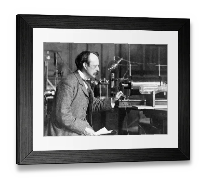 Framed Print : Sir J. J. Thomson with early equipment in the Cavendish Laboratory, Cambridge Framed Print : Sir J. J. Thomson with early equipment in the Cavendish Laboratory, Cambridge