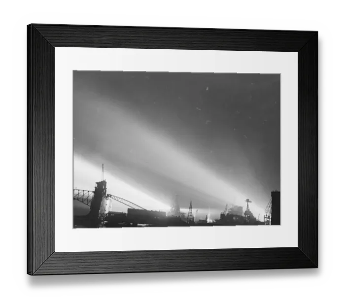 Framed Print : Searchlight display in honour of Royal wedding at Portsmouth. Searchlights playing over Repulse Framed Print : Searchlight display in honour of Royal wedding at Portsmouth. Searchlights playing over Repulse