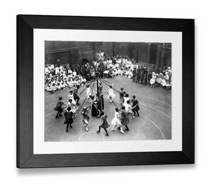 Framed Print : The Maypole Dance Empire Day celebration at Johanna Street Schools) Framed Print : The Maypole Dance Empire Day celebration at Johanna Street Schools)