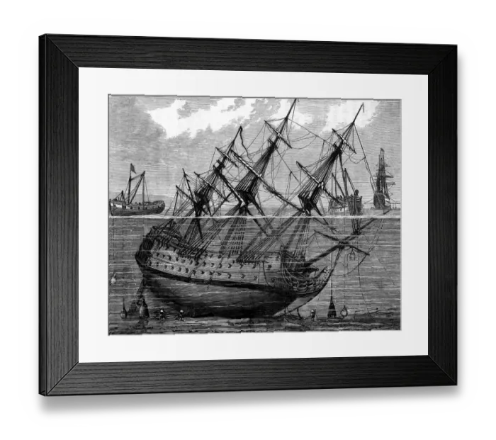 Framed Print : Wreck of the Royal George Spithead 1782 Framed Print : Wreck of the Royal George Spithead 1782