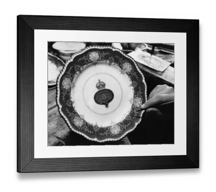 Framed Print : Guards present to Princess. An Imperial red and gold dessert service has been ordered Framed Print : Guards present to Princess. An Imperial red and gold dessert service has been ordered